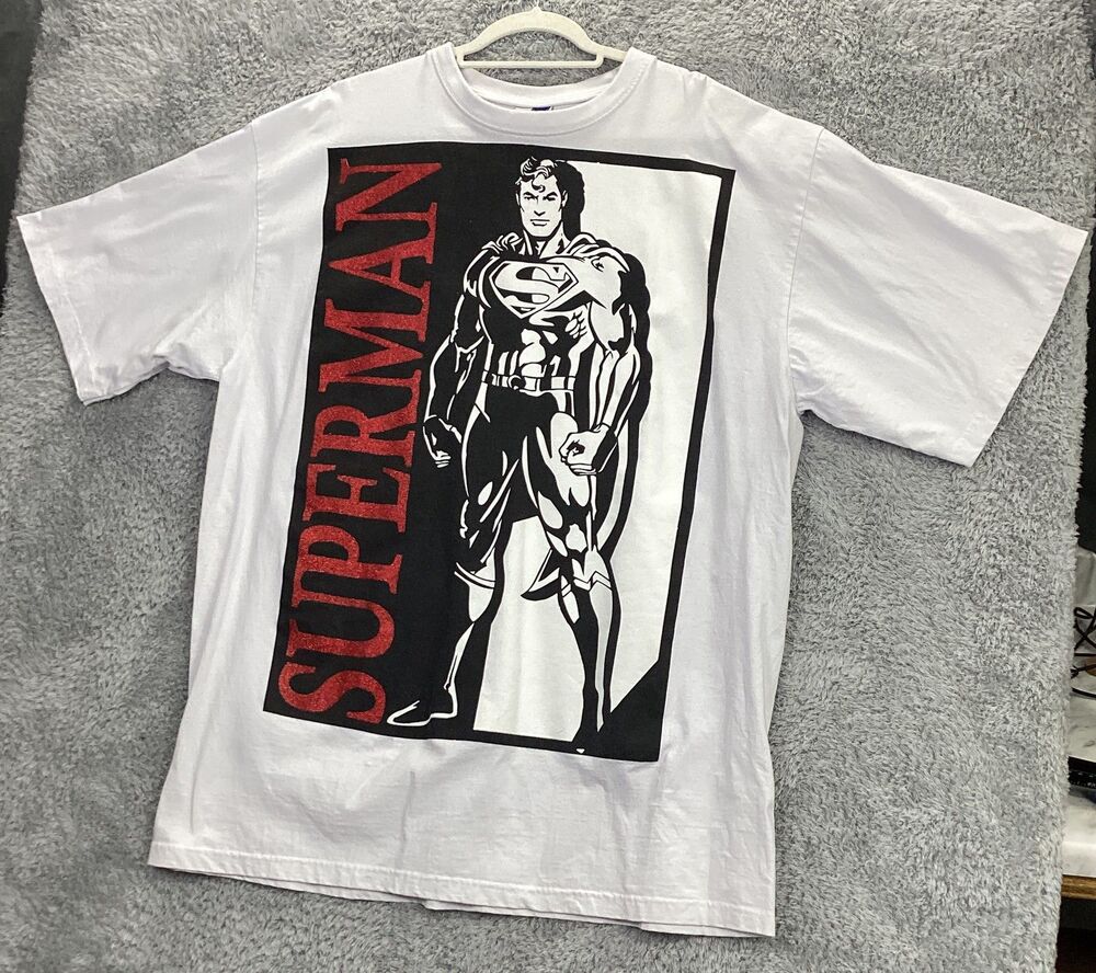 Superman Graphic T-Shirt Men's 3XL White Phat Dog DC Comics Superhero Tee